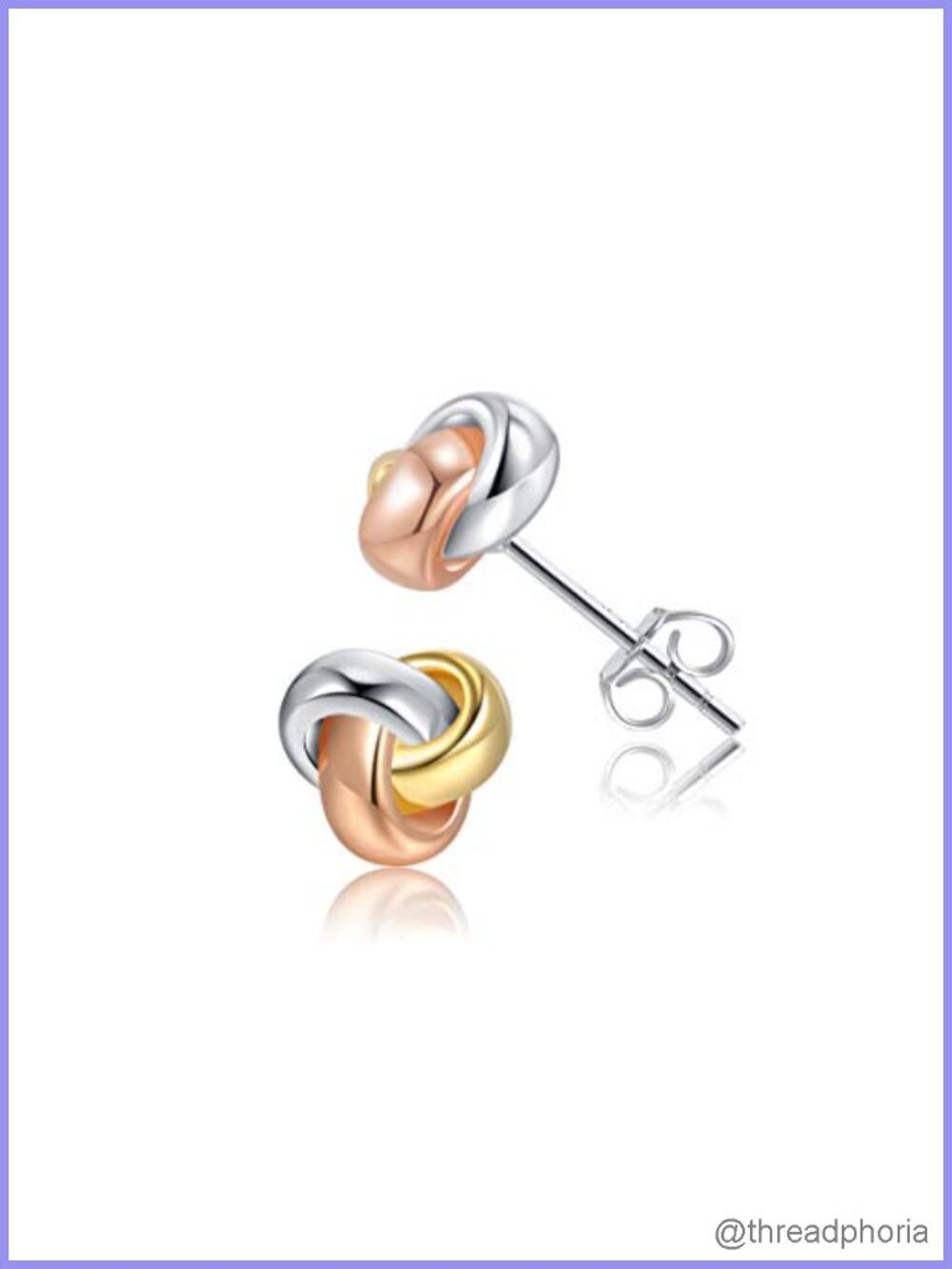 Gold Plated 925 Sterling Silver Love Knot Stud Earrings Dainty 8MM Polished